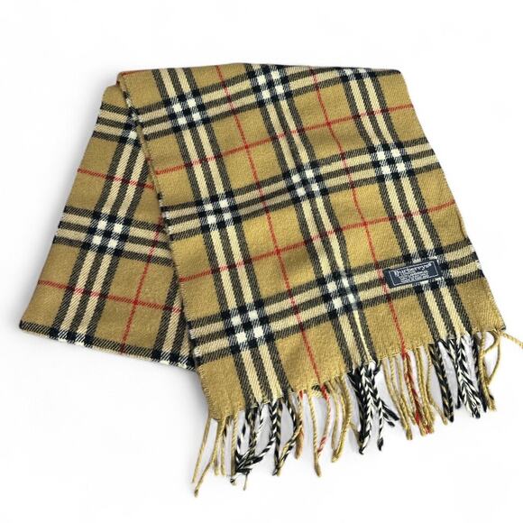 BB11. BURBERRY 100% Lambswool TAN Check Scarf – Classic Nova Pattern - Picture 1 of 3